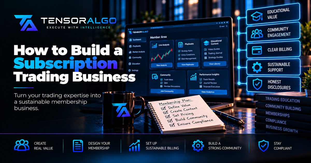 Building a trading education subscription with clear learner value, recurring lessons, customer support, transparent billing and creator costs.