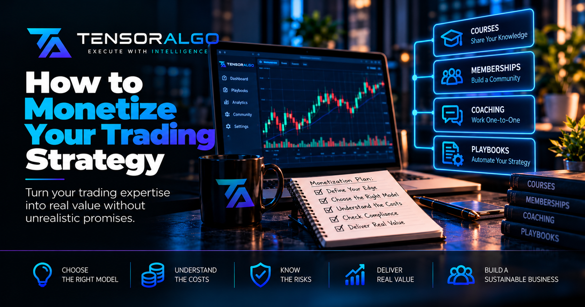 Trading creator revenue models including original strategy education, eligible Playbook Marketplace sales, licenses and partnership referrals.