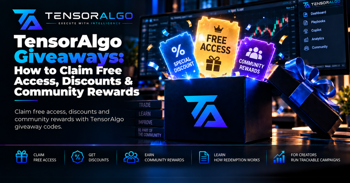 Dark TensorAlgo-style digital market environment with cyan and blue access pathways connecting through layered data geometry, representing giveaway access and community rewards.